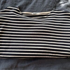 Buck Mason CATALINA BRETON TEE Women’s Size L, Navy/Natural, EUC